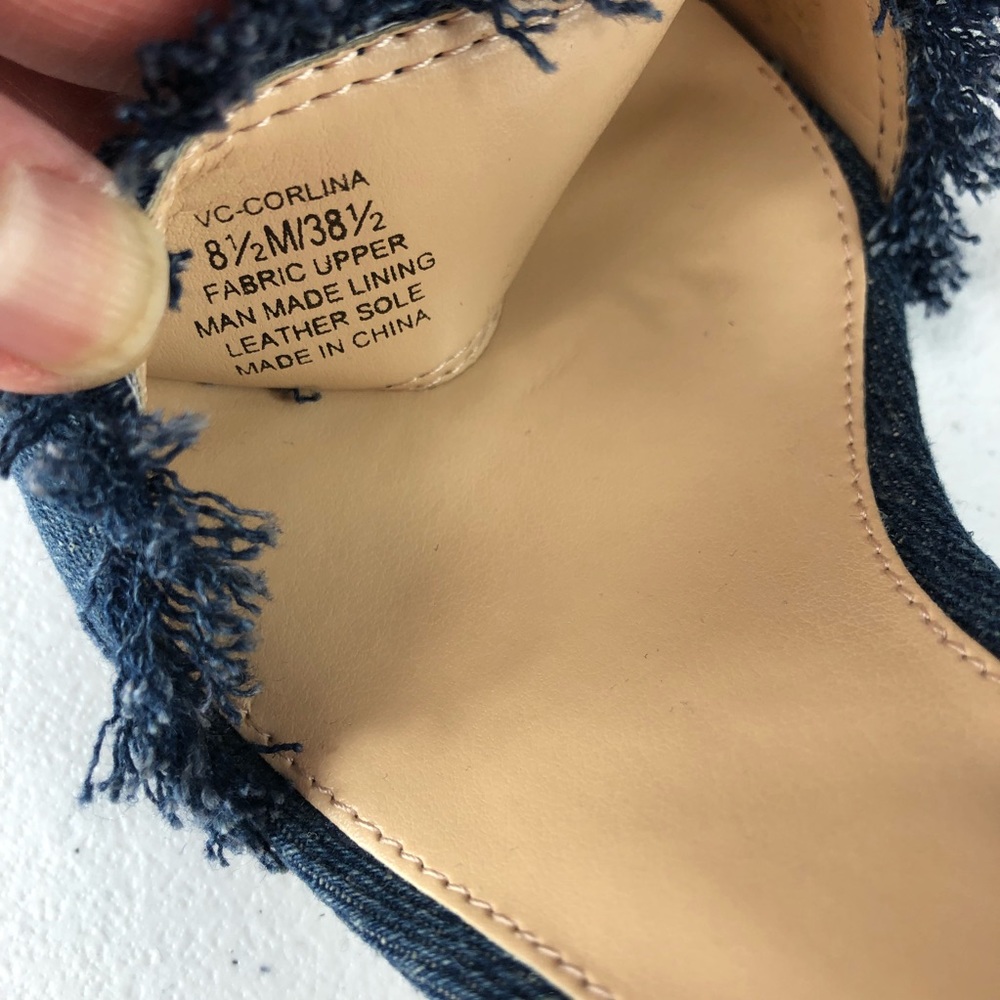 Vince Camuto Mid Blue Frayed Denim Shoes Size 8.5 - Picture 7 of 8
